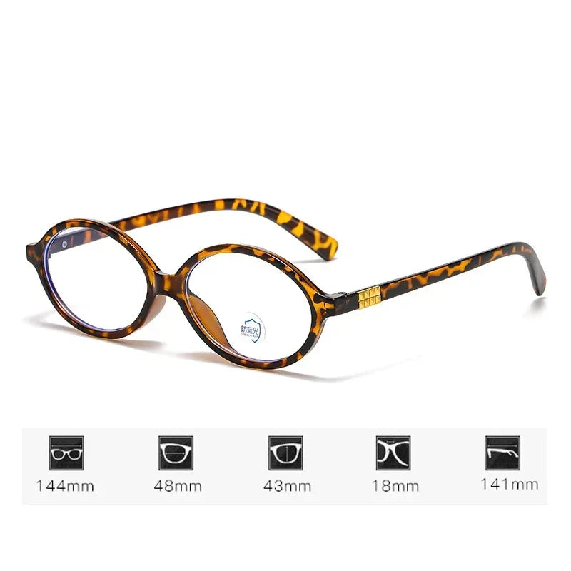 Elliptical Artistic Style Myopia Glasses Retro Small Frame Flat Lenses Ultra Light Finished Near Sight Eyewear Fashion Goggles Taj Home Store