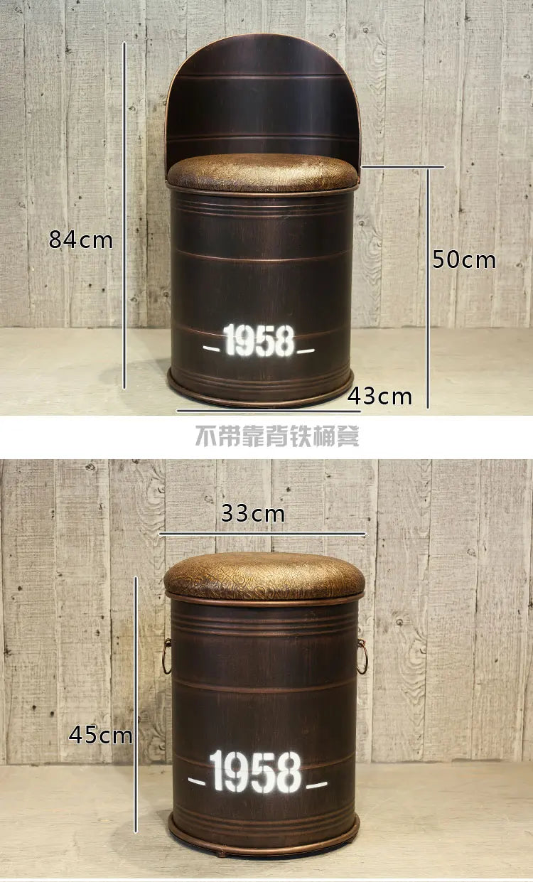 Retro Industrial Bar Stool with Heavy Duty Metal Frame & Leather Bucket Seat,Vintage Style Home Bar Pub Furniture, Easy Assembly Taj Home Store