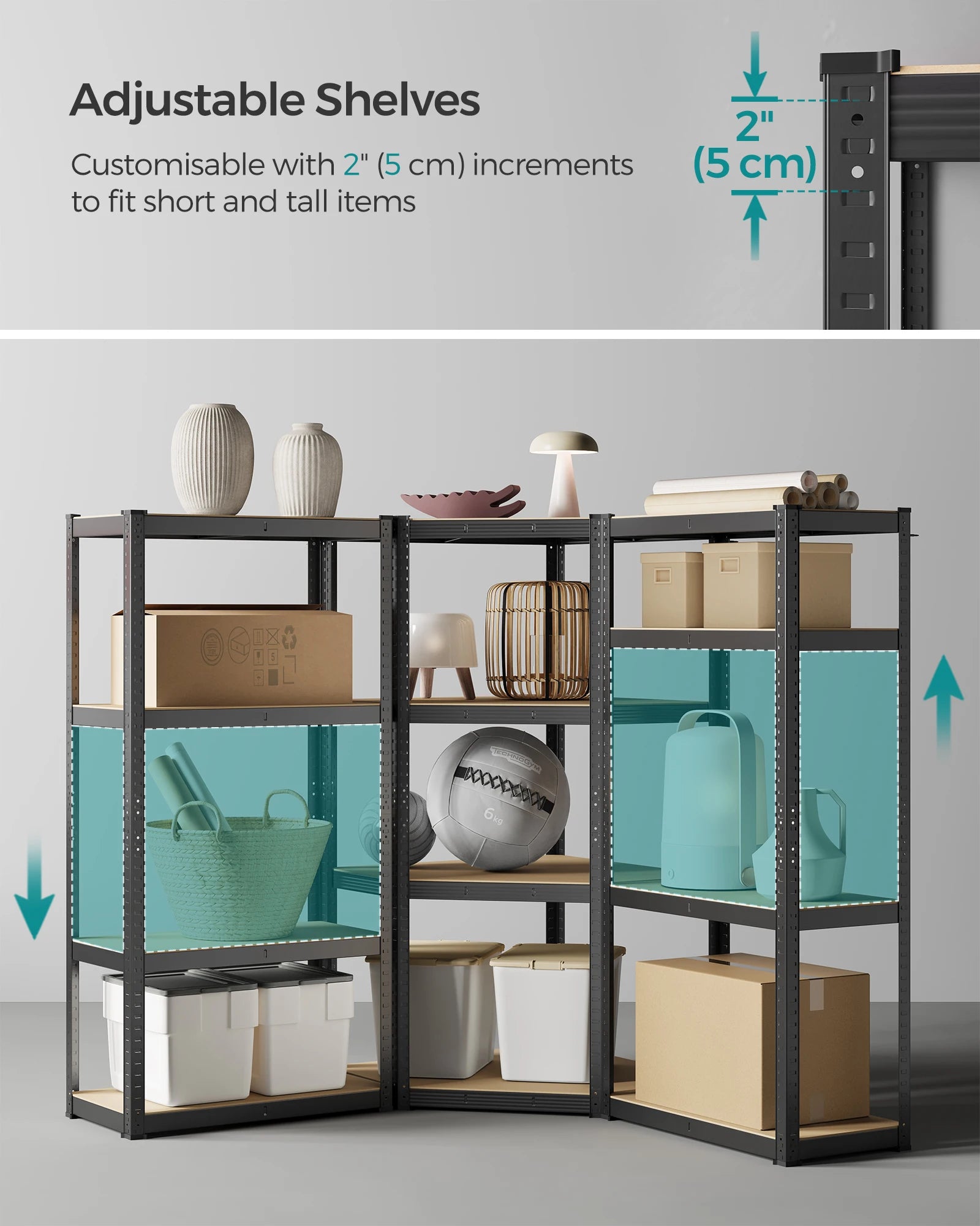 L-Shape Corner Shelf Heavy Duty Metal Shelving Units for Garage Storage Room Warehouse 4-Tier Garage Shelving