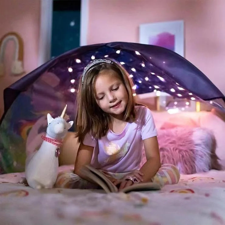 Dream Tent with light show for Kids Bed with Storage Pocket Foldable Kids Tent on Bed Mosquito Net Tent Taj Home Store