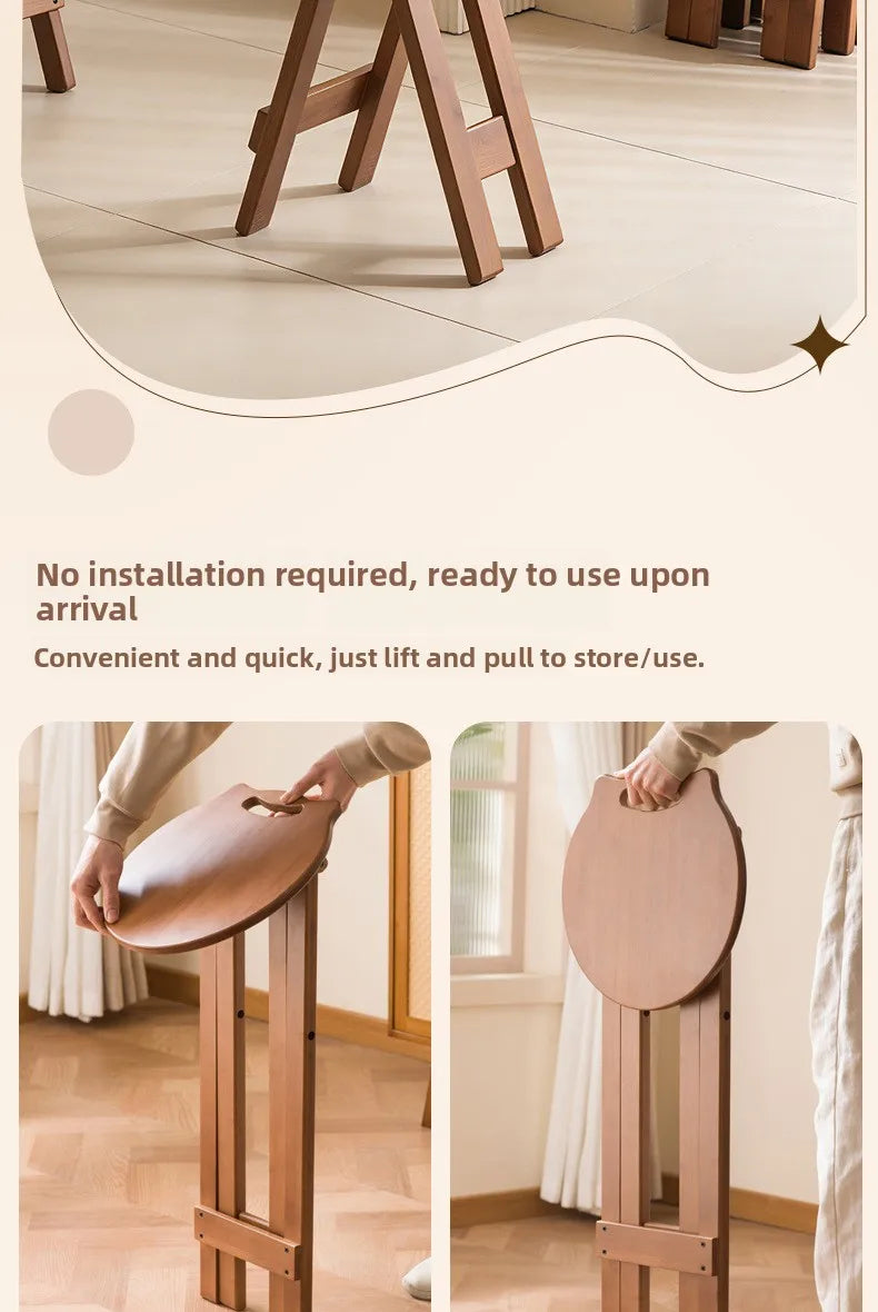Retro style bamboo folding stool, household foldable round stool, foldable high stool, bar stool, restaurant dining stool Taj Home Store