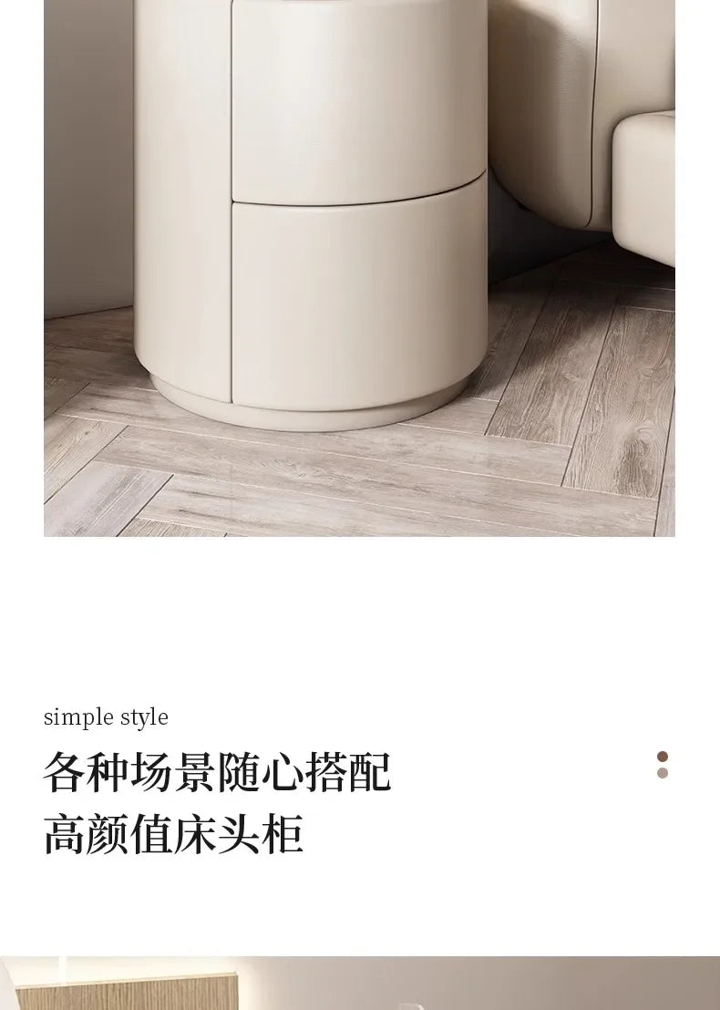 Home Living Room Sofa Side Cabinet, Creative Round Solid Wood Bedside Table, New Simple Modern Small Bedroom Storage Cabinet Taj Home Store