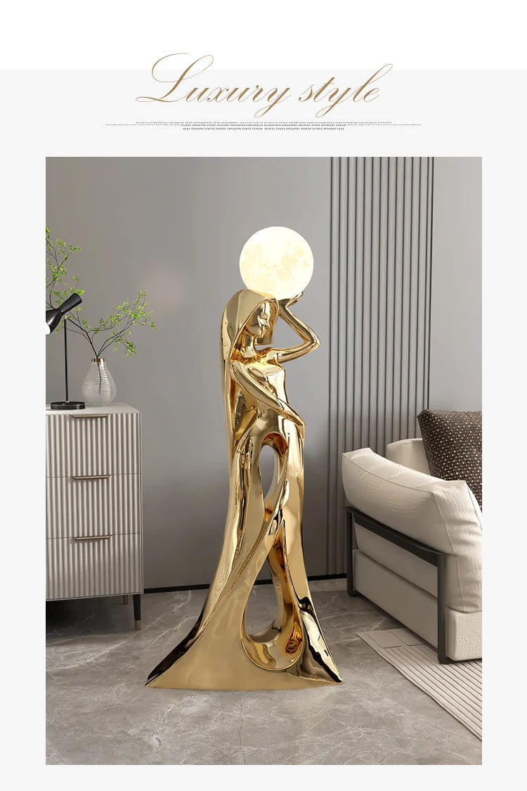 Home Decor Ladies Statue Living Room Large Floor Sofa TV Cabinet Modern Interior Soft Decoration Light Luxury Housewarming Gift Taj Home Store