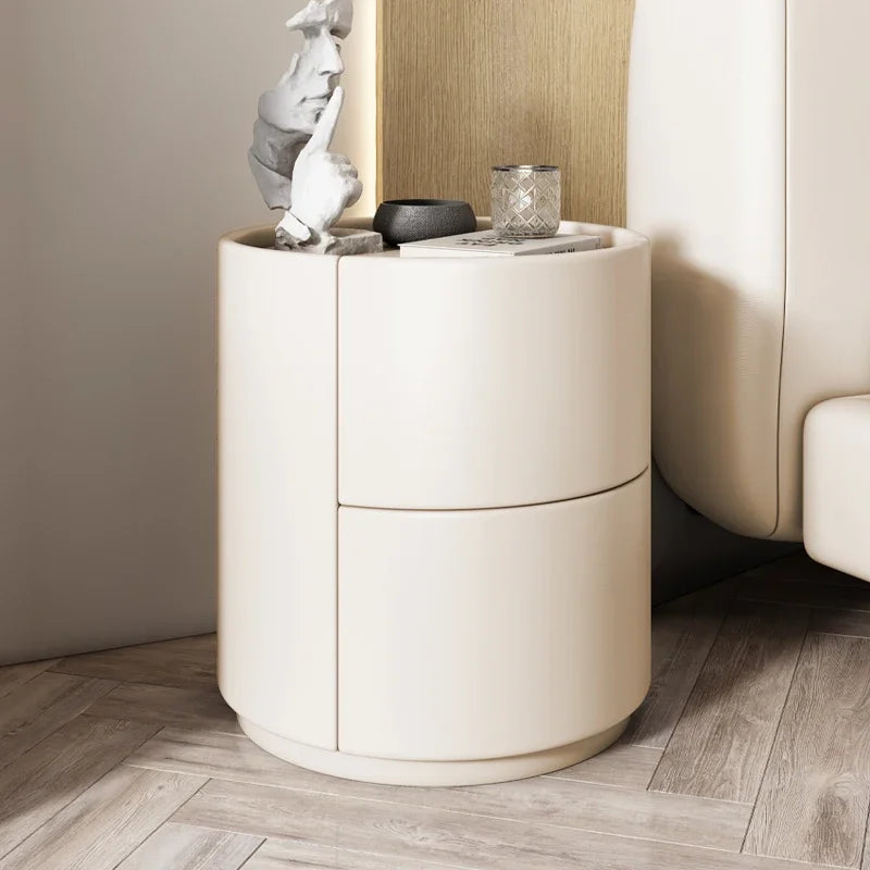 Home Living Room Sofa Side Cabinet, Creative Round Solid Wood Bedside Table, New Simple Modern Small Bedroom Storage Cabinet Taj Home Store