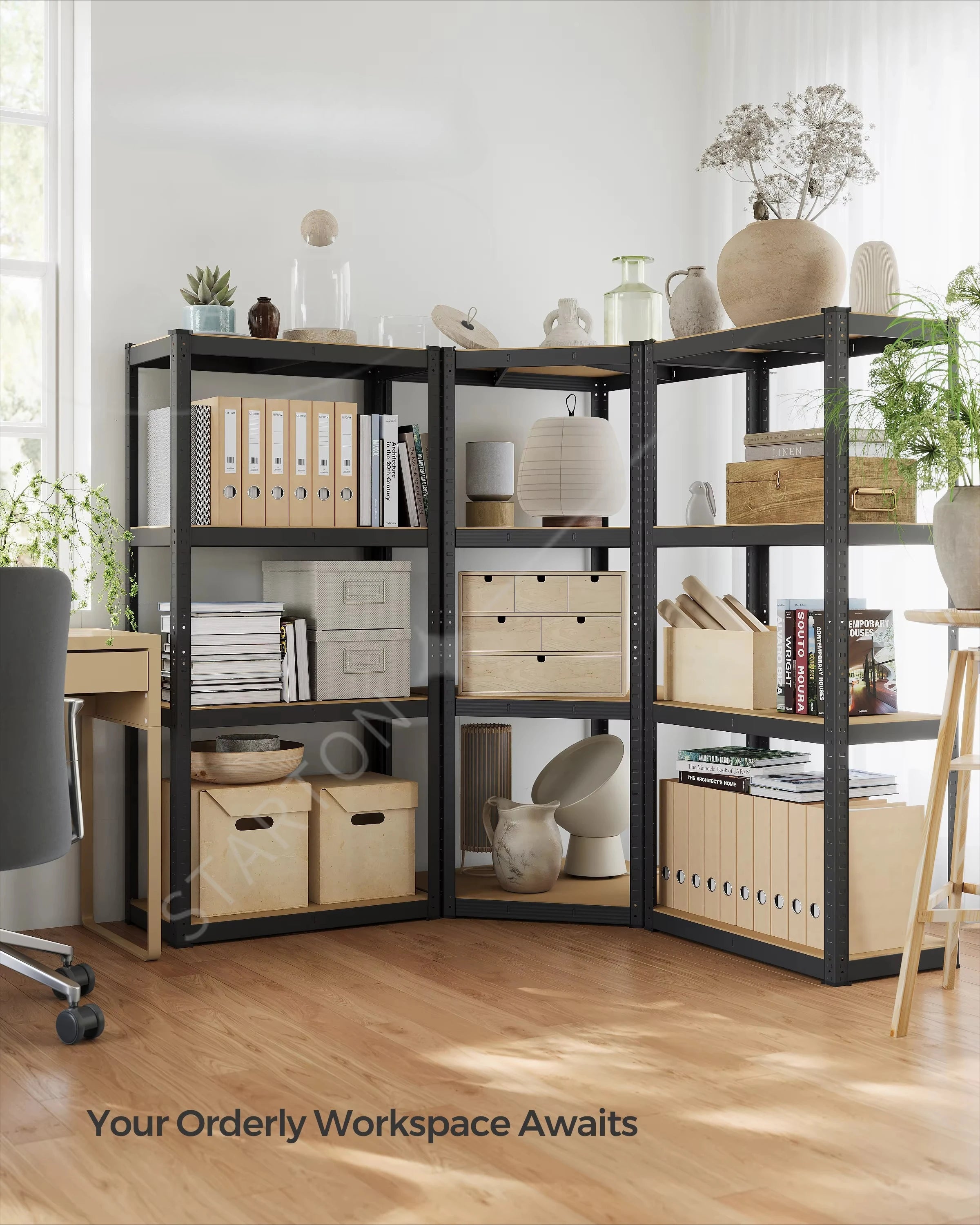 L-Shape Corner Shelf Heavy Duty Metal Shelving Units for Garage Storage Room Warehouse 4-Tier Garage Shelving