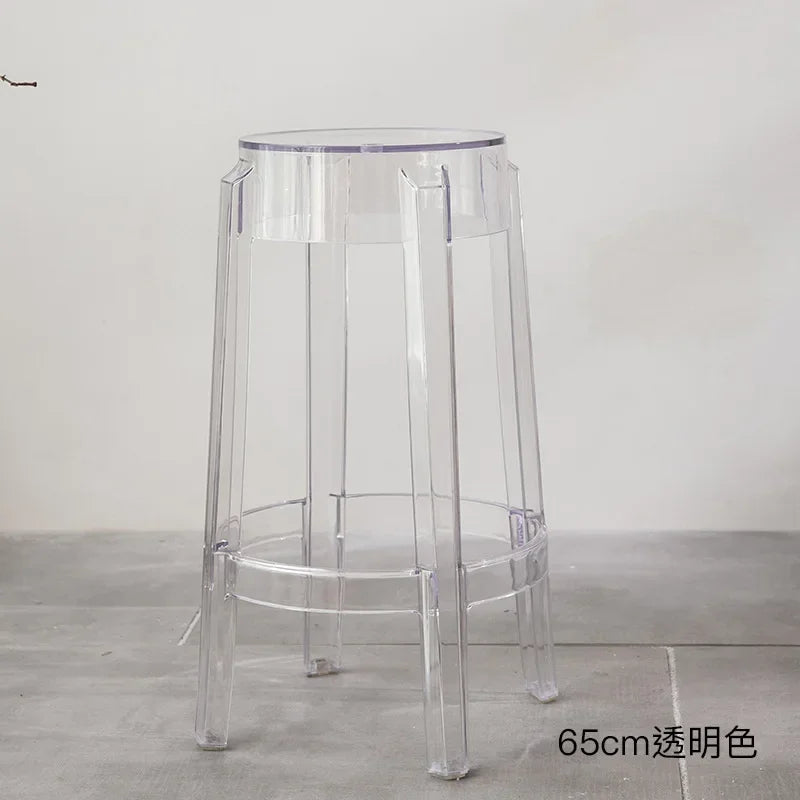 Chic Transparent Acrylic Bar Stool Modern Fashion High Seat Simple Plastic Bar Stool Design Taj Home Store