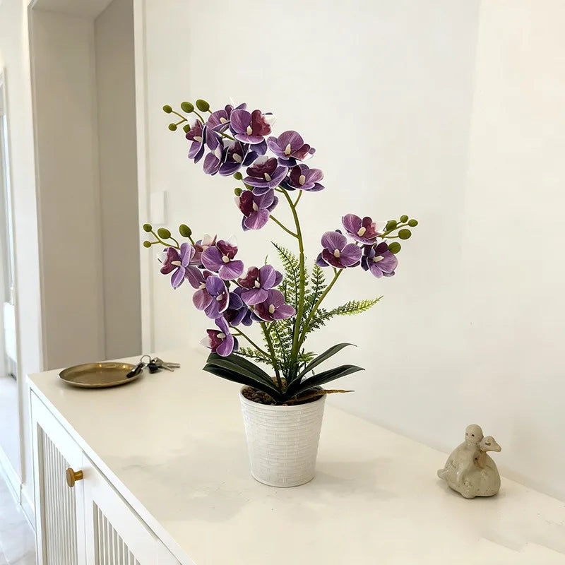 Vine Woven Stone Pot Simulation 21 Butterfly Orchid Potted Plants Feel Film Fake Flowers Office Decoration Ornaments Taj Home Store