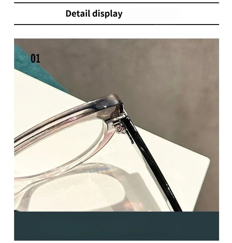New Fashionable High-definition Cat Eye Glasses with Large Frame Color Blocking Design and Multi-color Anti Blue Light Glasses