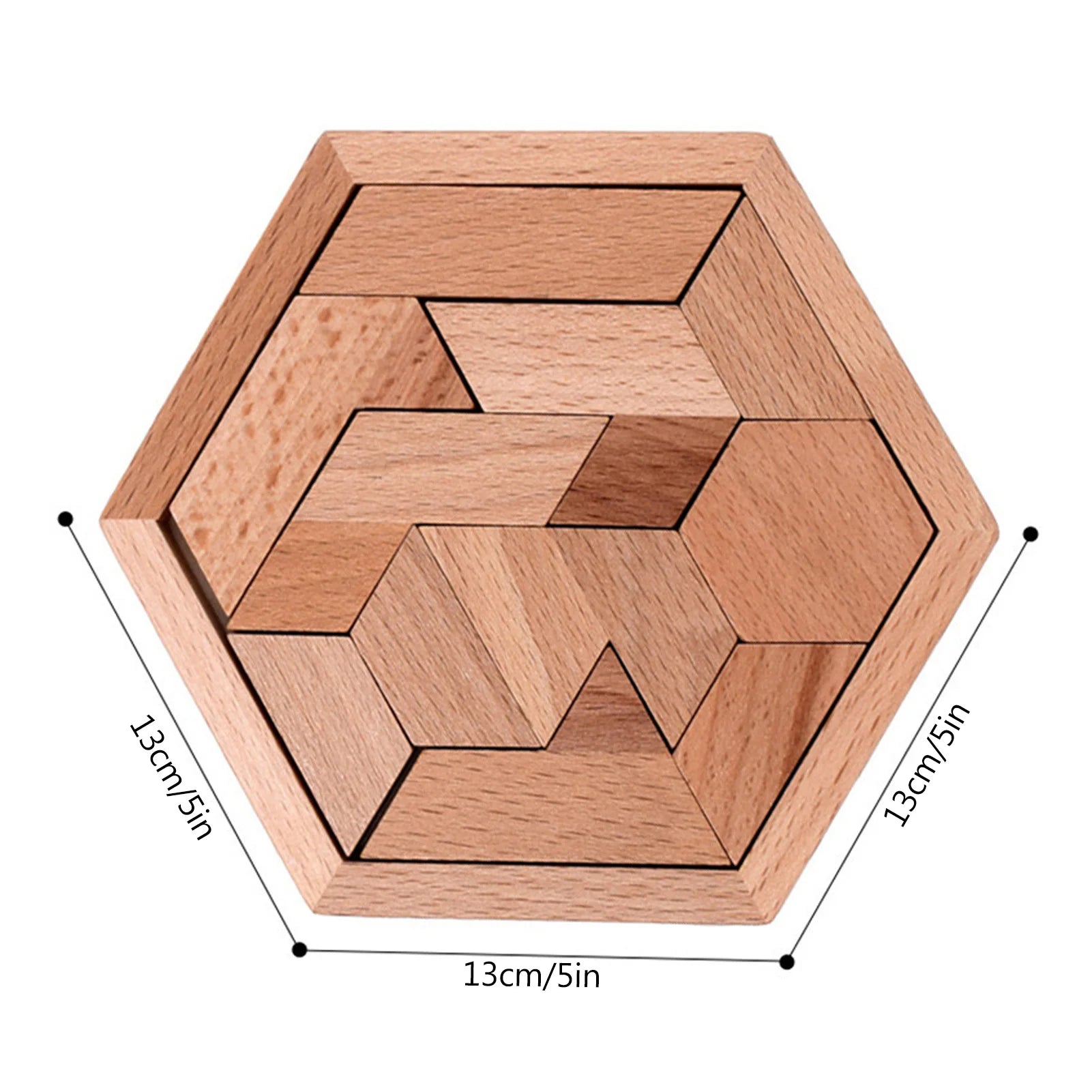 Hexagonal Wooden Geometric Shape Jigsaw Puzzles Chess Game Board Montessori Toys Brain Teaser Educational Intelligence Toys Taj Home Store