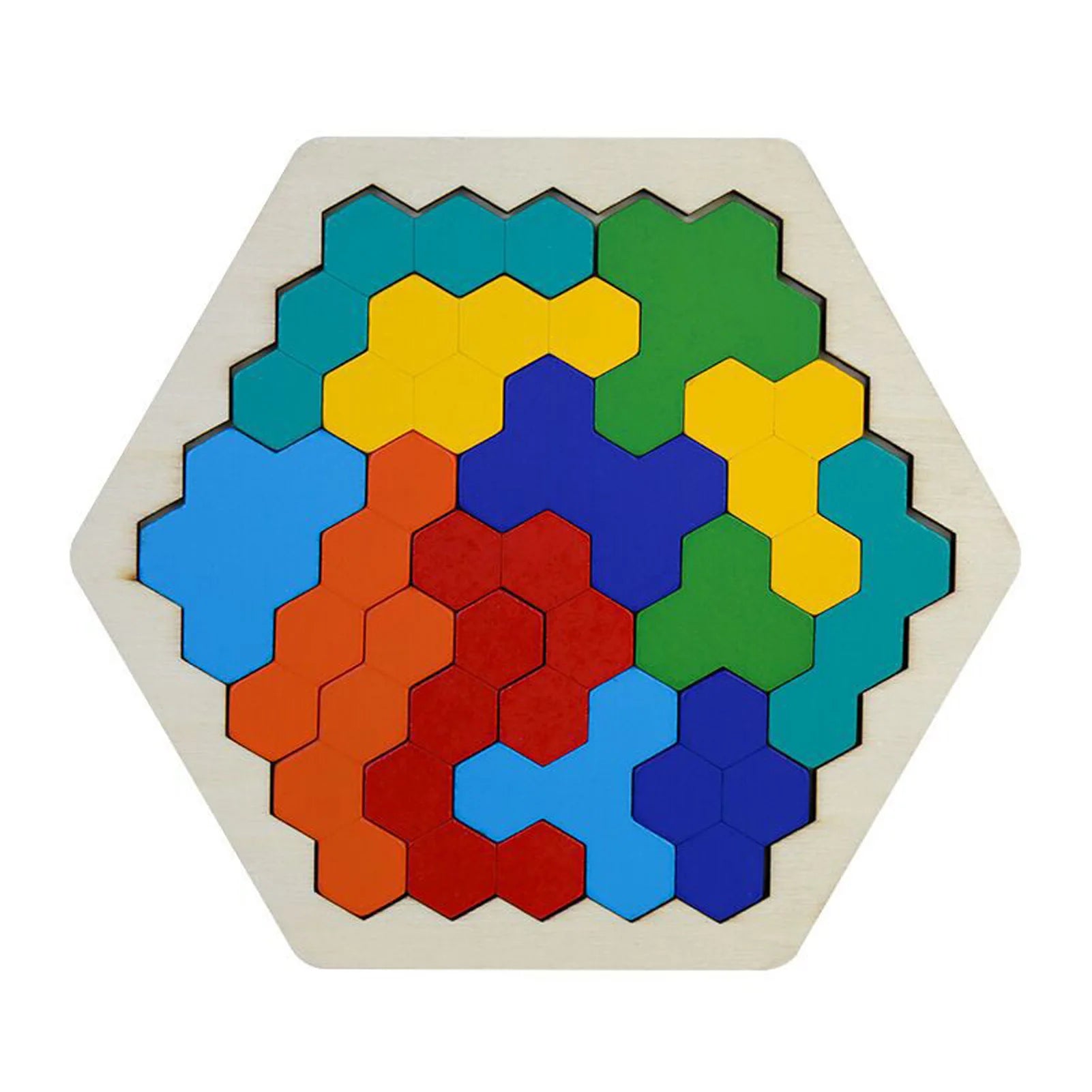 Hexagonal Wooden Geometric Shape Jigsaw Puzzles Chess Game Board Montessori Toys Brain Teaser Educational Intelligence Toys Taj Home Store