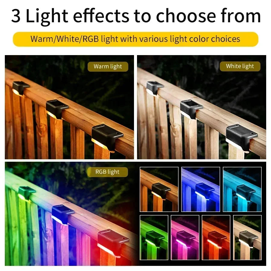 LED Solar Deck Lights Outdoor Solar Light Waterproof Solar Stairs Light Garden Decoration Patio Fence Step Yard Outside Lighting