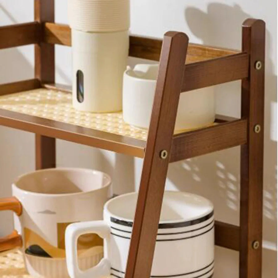 Countertop Organizer 2 Layer Coffee Cup Holder Multipurpose Bamboo Storage Shelf for Hotel Apartment Dressing Table Kitchen Home Taj Home Store