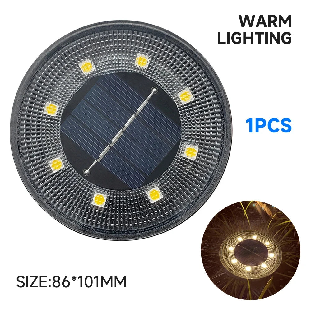IP68 Waterproof LED Outdoor Solar Power Ground Light Lighting Control Path Deck Lights Yard Driveway Lawn Garden Decoration Lamp Taj Home Store