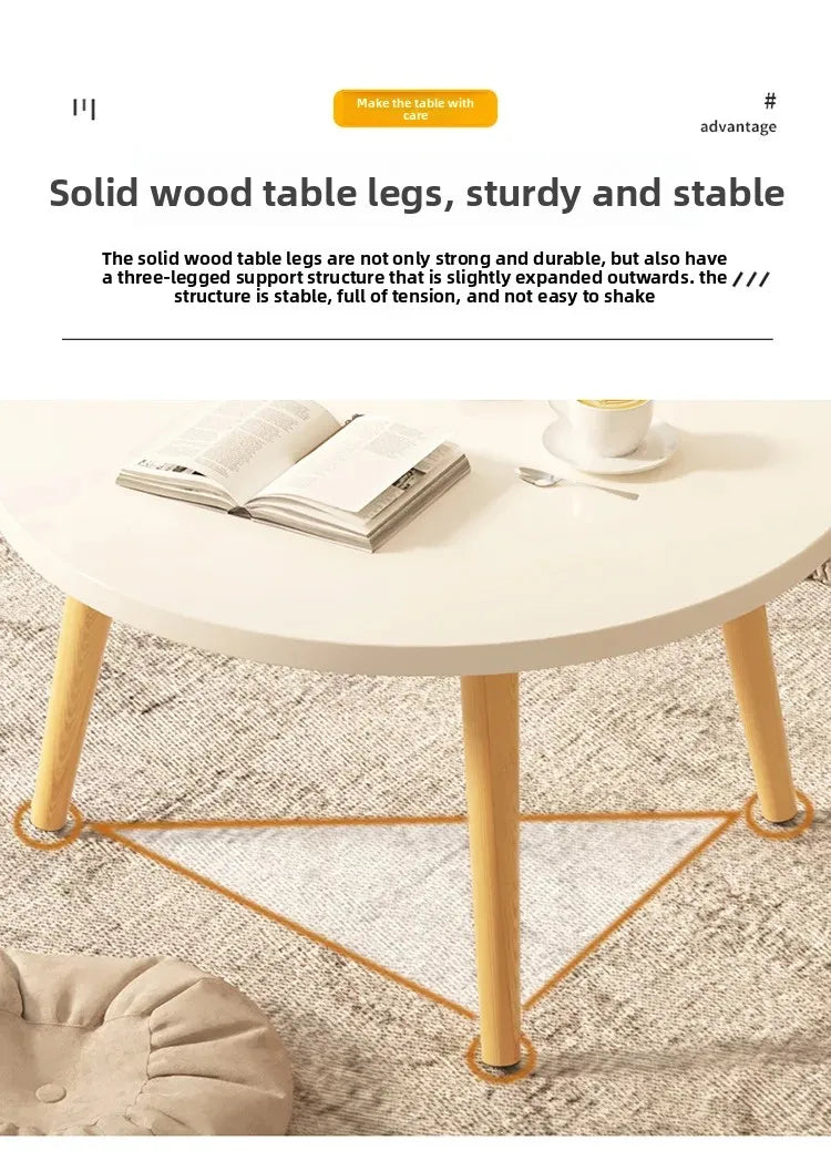 Small Table, Bedroom, Light Luxury Table, Modern Coffee Table, Living Room, Simple Small Round Table, Solid Wood Taj Home Store