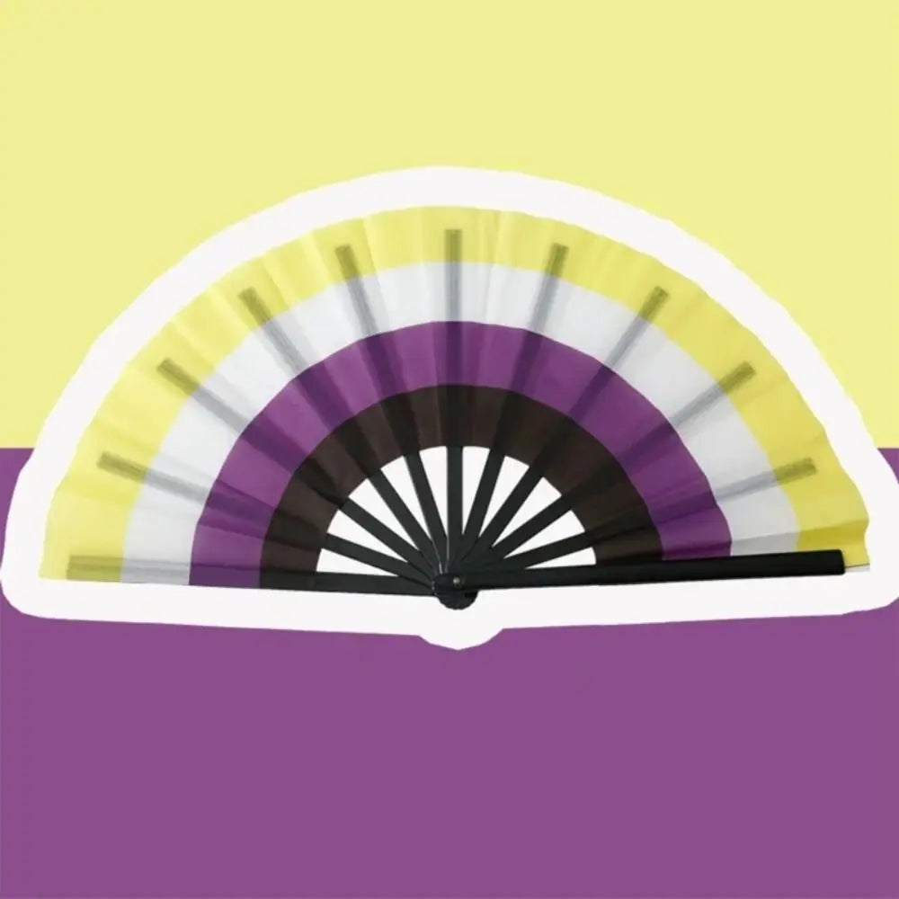 Fashion Plastic Colourful Hand Fans 33cm Colourful Kung Fu Fan Folding Rainbows Pattern Hand Folding Fan Dance Performance Taj Home Store