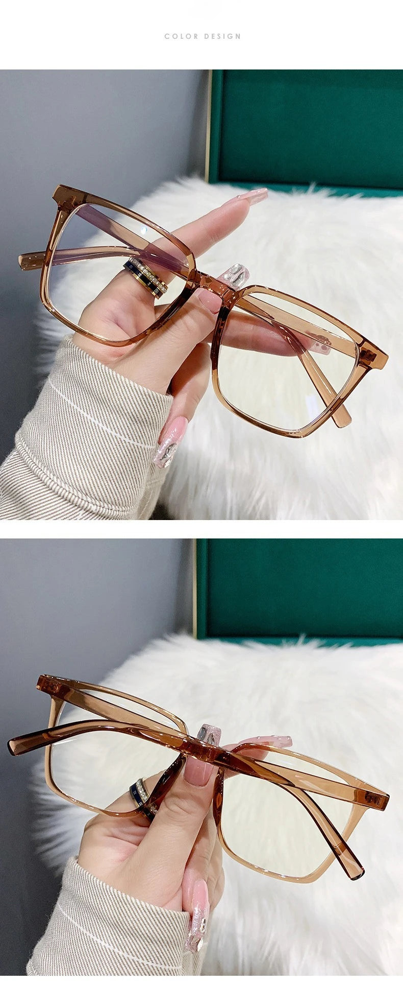Myopia Glasses, Stylish Retro Square Style For Both Men And Women, Trendy For Students, Plain Face Makeup Style.15951 Taj Home Store