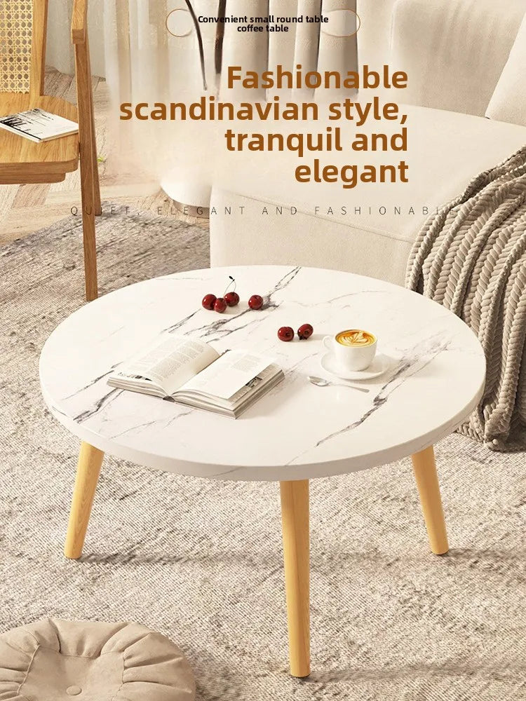 Small Table, Bedroom, Light Luxury Table, Modern Coffee Table, Living Room, Simple Small Round Table, Solid Wood Taj Home Store