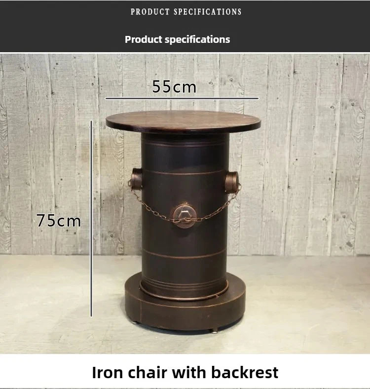 Retro Industrial Bar Stool with Heavy Duty Metal Frame & Leather Bucket Seat,Vintage Style Home Bar Pub Furniture, Easy Assembly Taj Home Store