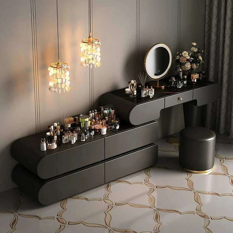 Bedroom Dressing Table Dresser Desks Makeup Mirror Storage Cabinet Light Luxury Premium Vanity Desk Toiletries Tables Furniture Taj Home Store