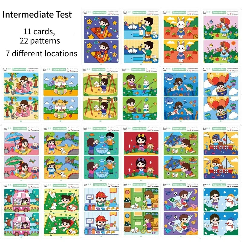 Find Differences Card Game Reusable Cartoon Educational Puzzle for Kids Three Difficulty Levels for Focus Attention Training Taj Home Store
