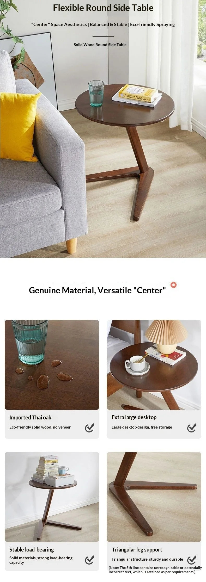 Coffee Table Solid Wood Round Side Table Sofa Bedside Small Living Room Hotel Guesthouse Minimalist Portable Folding Furniture Taj Home Store