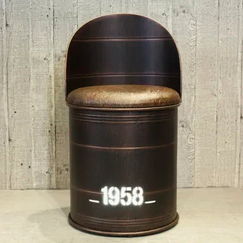 Retro Industrial Bar Stool with Heavy Duty Metal Frame & Leather Bucket Seat,Vintage Style Home Bar Pub Furniture, Easy Assembly Taj Home Store