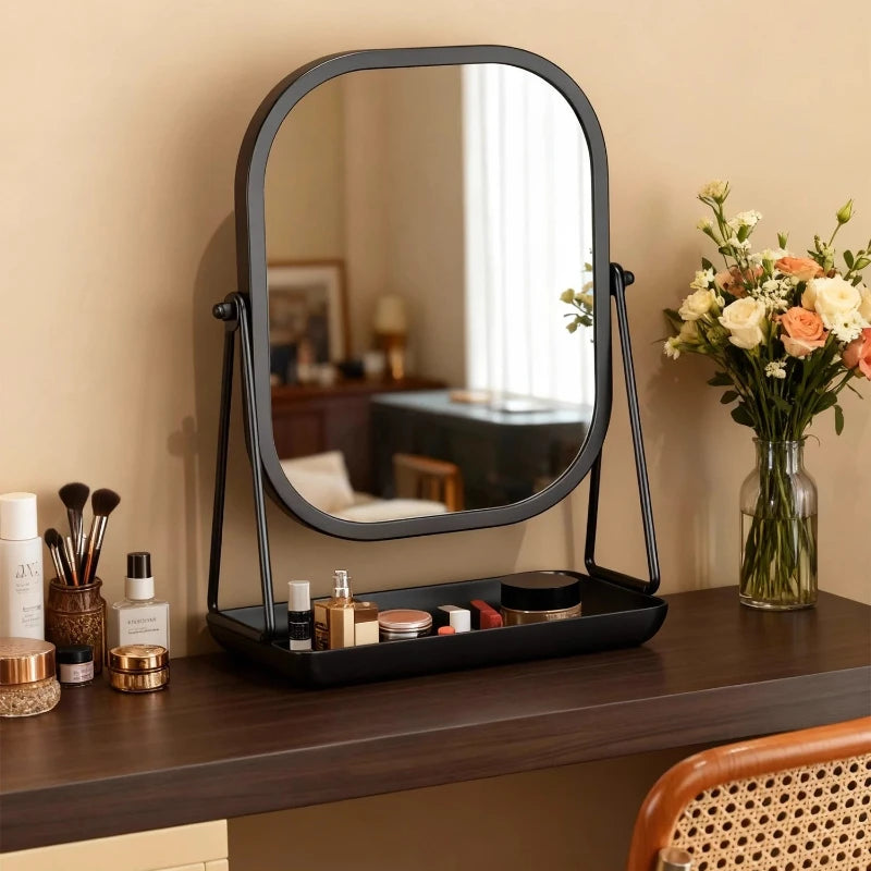 Rotating makeup mirror, light luxury style desktop with chassis, can store large makeup mirror, home dressing table mirror Taj Home Store