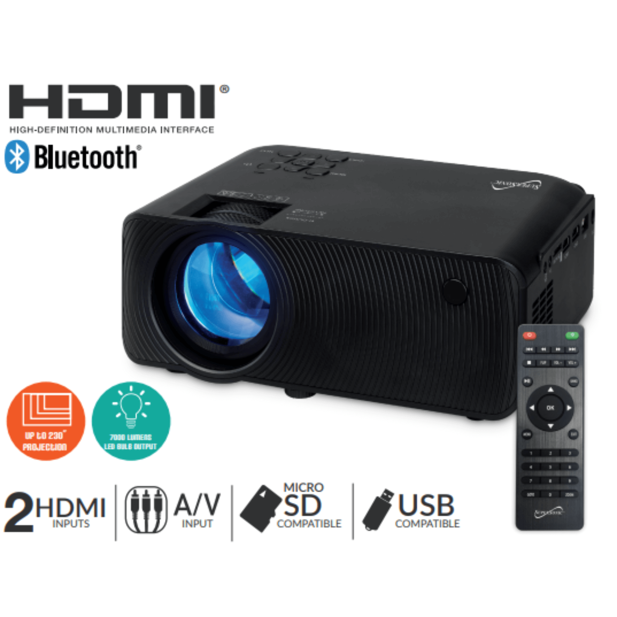 Supersonic Home Theater Projector with Bluetooth Jupiter Gear Home