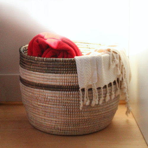 Black and White Stripe Basket - Large DC-Powered by People