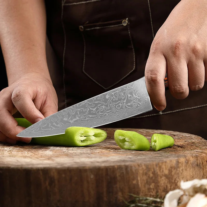 Damascus Steel Kitchen Knife Boning Steak BBQ Meat Cleaver Chef Utility Knife Paring Kitchen Tools Taj Home Store