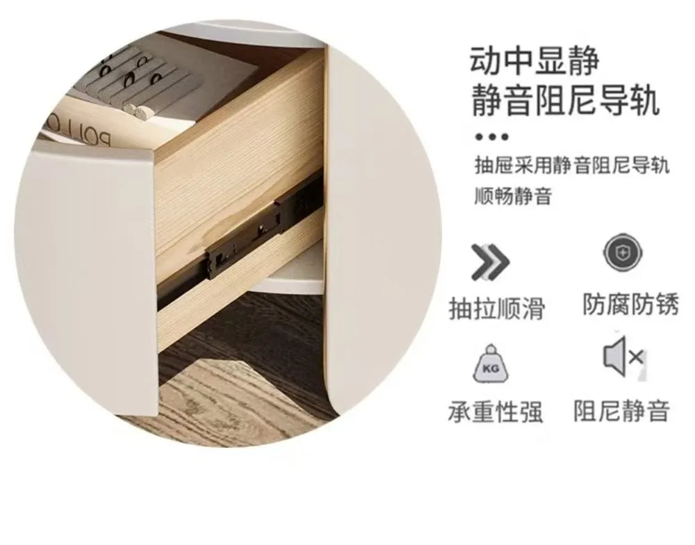 Modern Italian Round Bedside Table: Minimalist Design, Luxury & High-End Storage for Home Bedrooms Taj Home Store