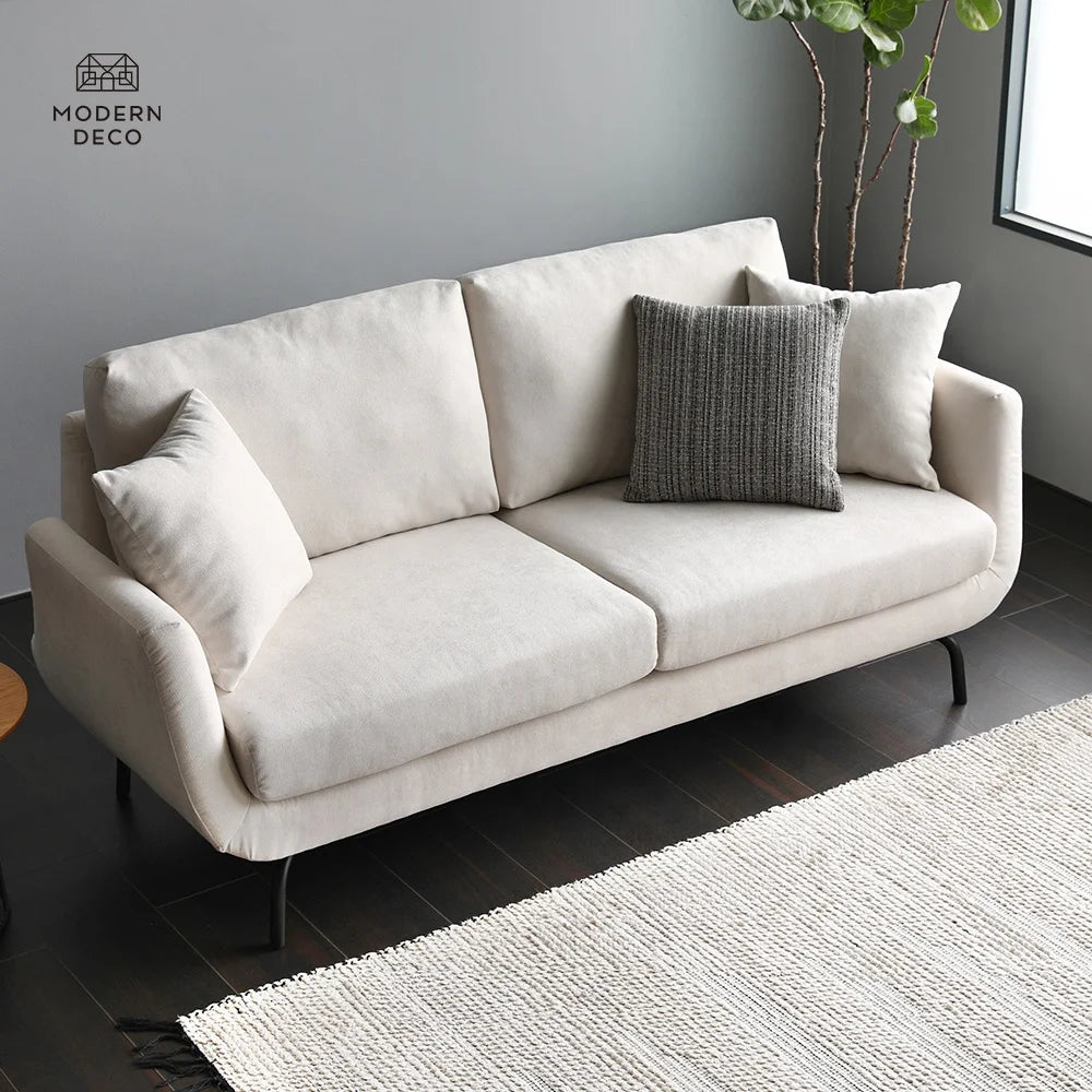 Furniture White Living Room 2 Seater Modern Nordic Scandinavian Upholstery Small Comfy High Quality Taj Home Store