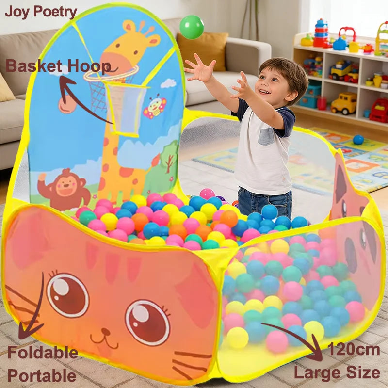 120cm Hexagon Children Ball Pool with Basketball Hoop Portable Foldable Kid Playpen Playground Gym Play Mat Baby Sport Education Taj Home Store