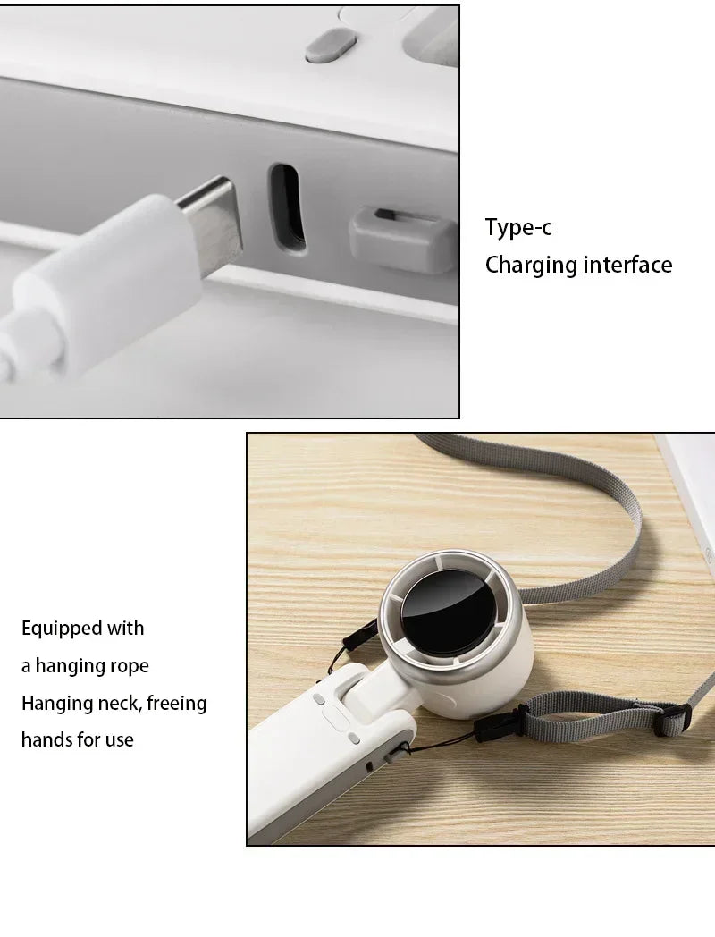 Handheld Fan Mini High-speed Digital Display Portable Desktop Usb Charging Hanging Camping Violent Turbo Fan Taj Home Store