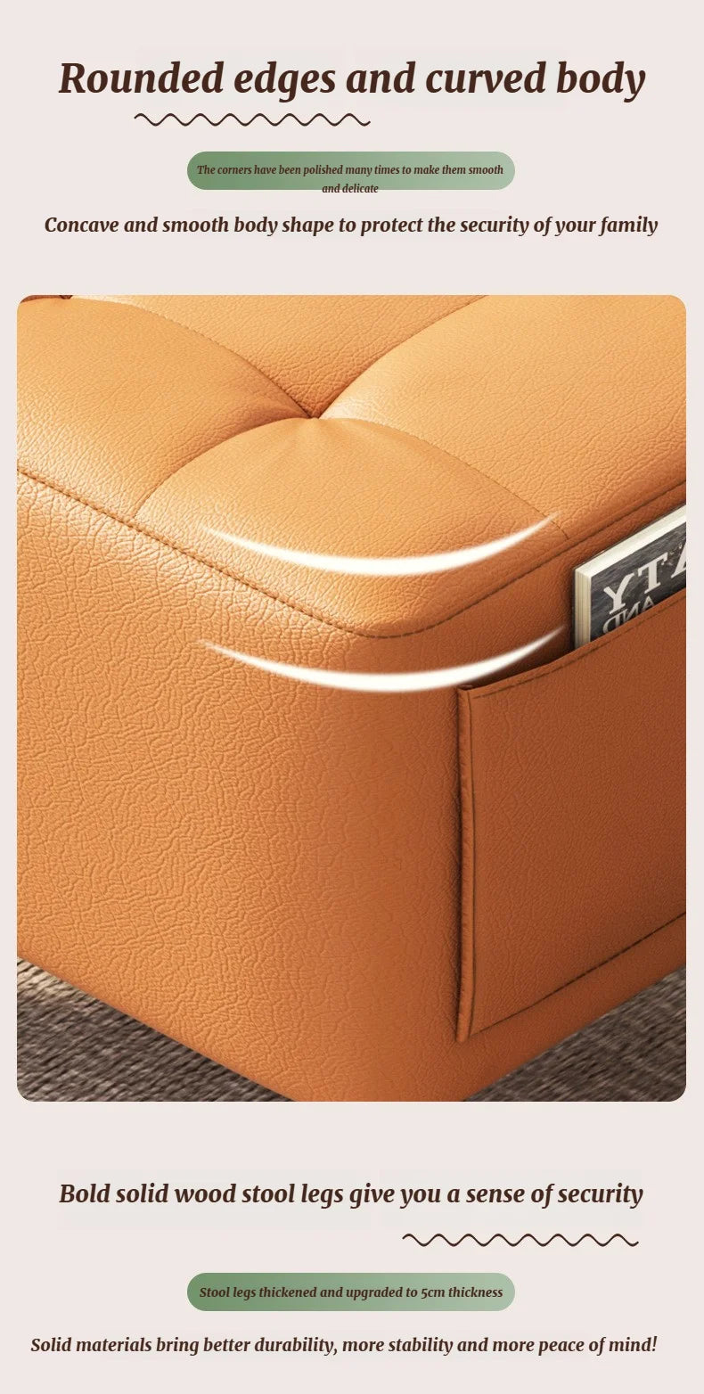 Home-use Small Stool, Living Room Minimalist Sofa Stool, Coffee Table Stool, Creative Leather Footstool, Square Stool, Small Taj Home Store