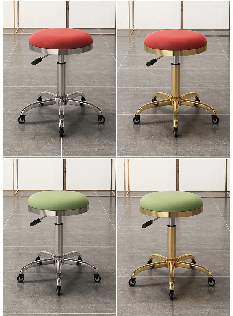 Height-adjustable Round Stools with Swivel Casters Barber&