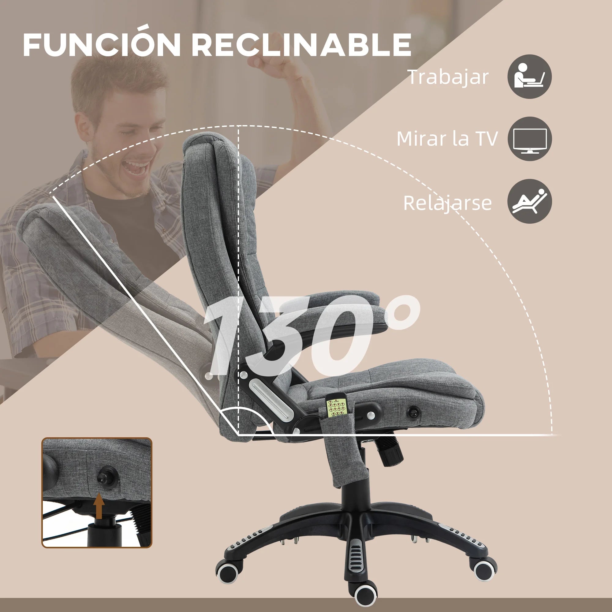 Vinsetto Reclining Massage Chair with 6 Massage Points 68X72X110-120Cm Taj Home Store