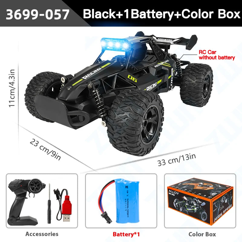 ZWN 1:12 1:16 20KM/H RC Car With LED Lights 2.4G Alloy Off-Road High Speed Vehicle Remote Control Cars Toys for Children Gifts Taj Home Store