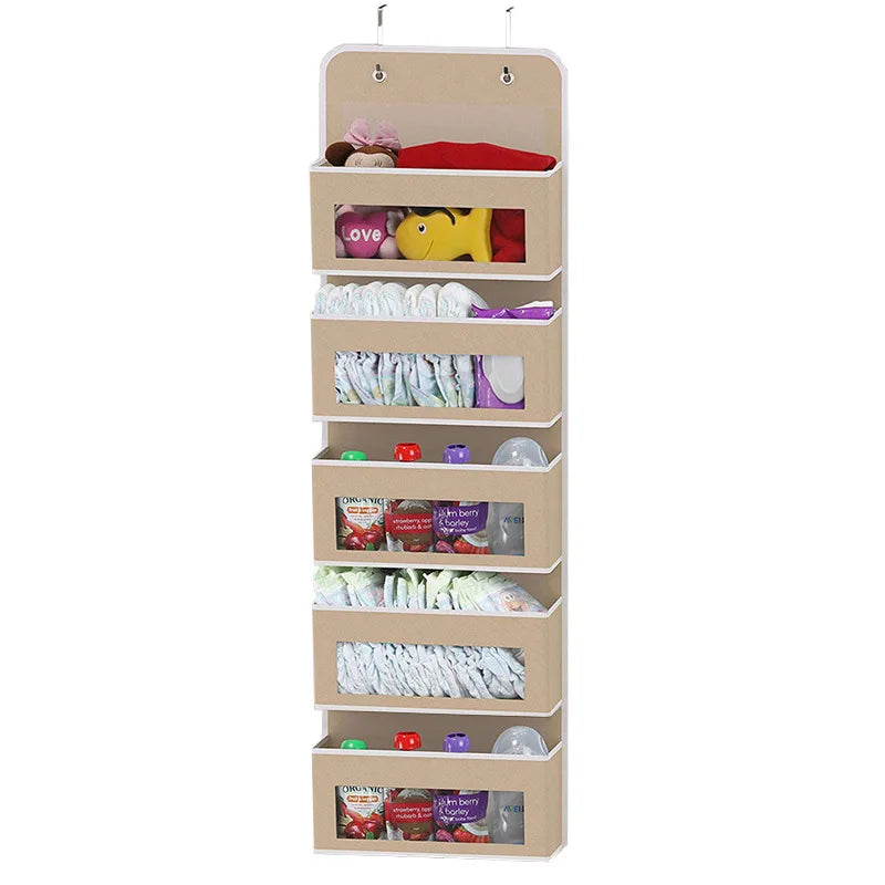 5-Shelf Hanging Storage Organizer - Behind Door, Anti-Tilt, 5 Large Capacity Pockets, Suitable for Bedroom, Bathroom Taj Home Store