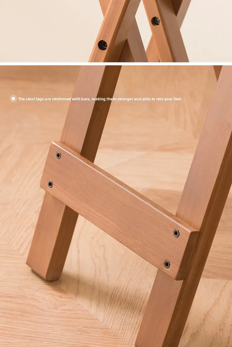 Retro style bamboo folding stool, household foldable round stool, foldable high stool, bar stool, restaurant dining stool Taj Home Store