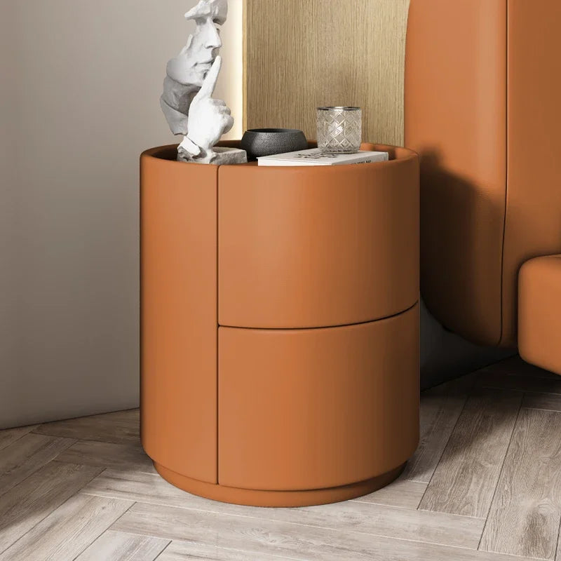 Home Living Room Sofa Side Cabinet, Creative Round Solid Wood Bedside Table, New Simple Modern Small Bedroom Storage Cabinet Taj Home Store