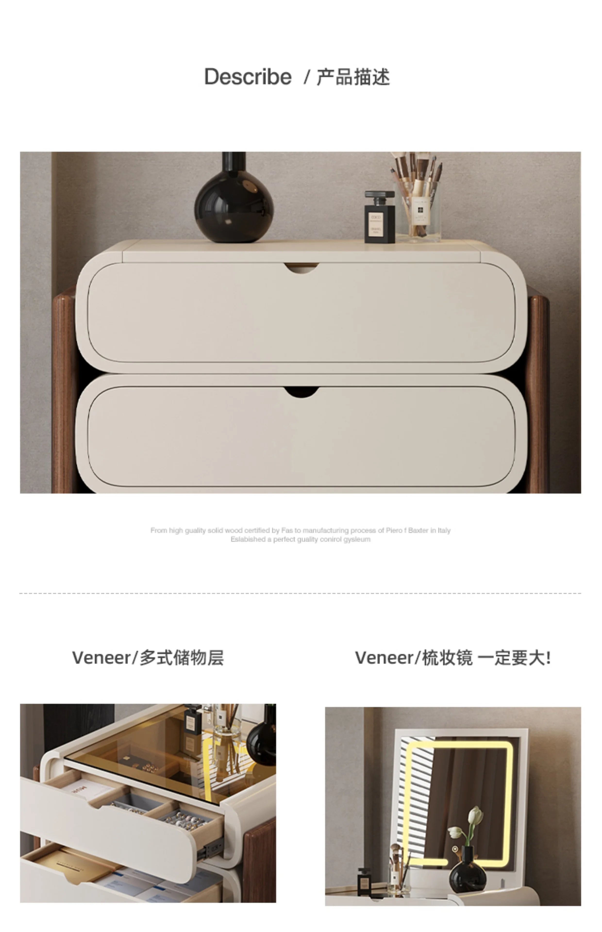 Dressing Table Bedroom Minimalist Design New Mini Bedside Table Storage Elegant Stylish Coiffeuse Maquillage Meuble Furniture Taj Home Store