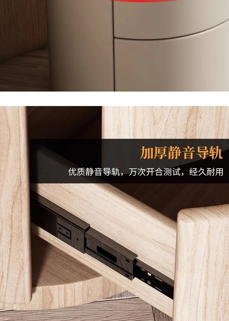 Home Living Room Sofa Side Cabinet, Creative Round Solid Wood Bedside Table, New Simple Modern Small Bedroom Storage Cabinet Taj Home Store