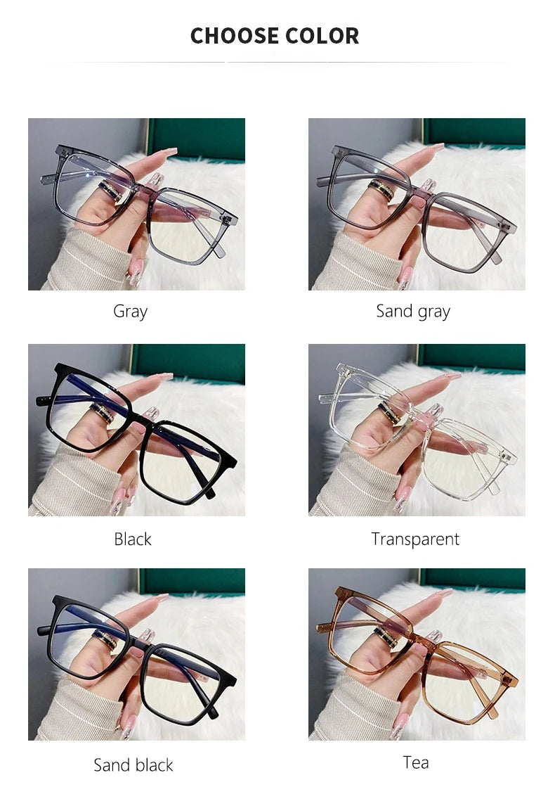 Myopia Glasses, Stylish Retro Square Style For Both Men And Women, Trendy For Students, Plain Face Makeup Style.15951 Taj Home Store