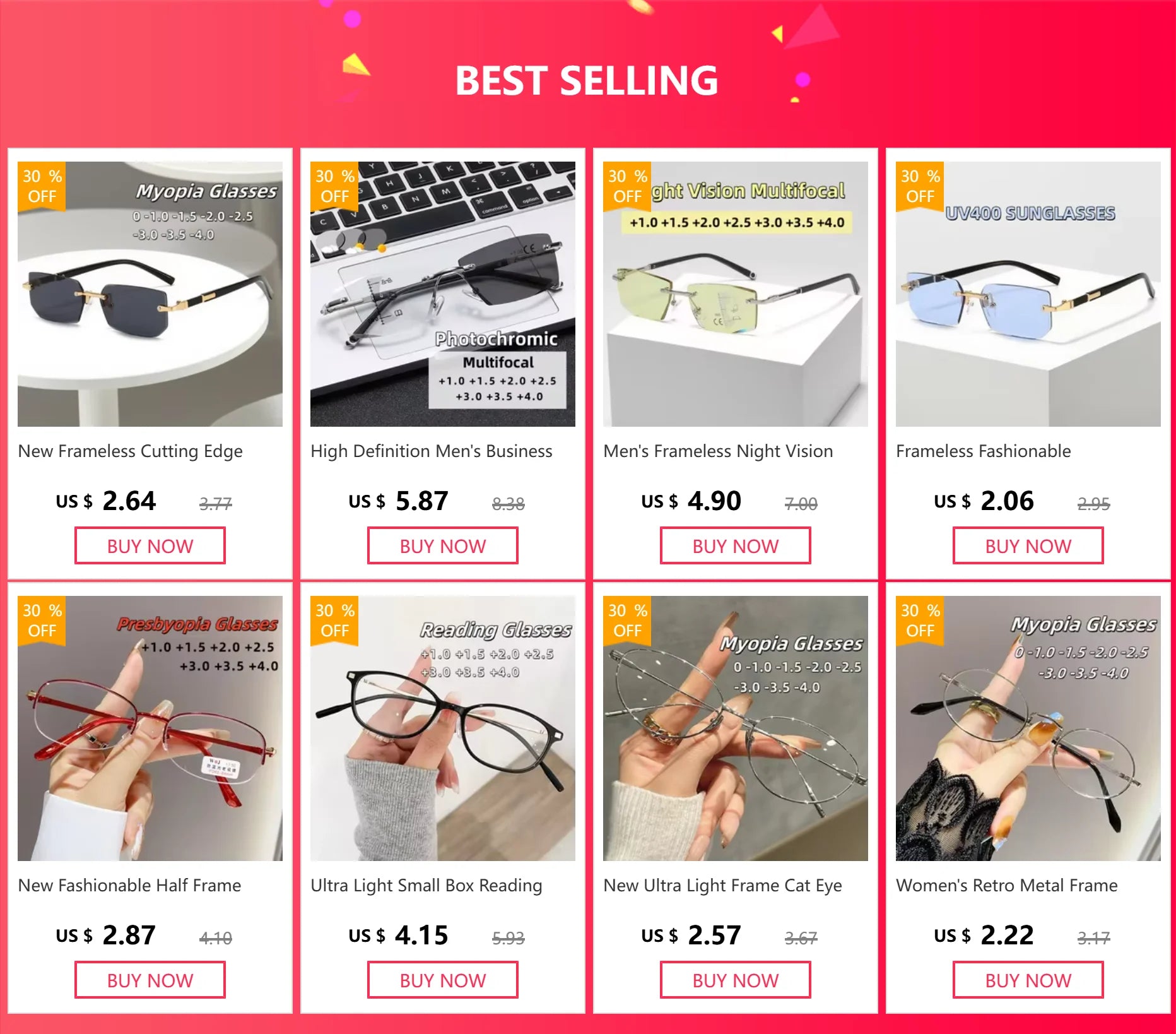 Business High-end Near Sight Glasses Trendy Photochromic Edgeless Frameless Myopia Glasses Small Square Color Change Eyewear Taj Home Store