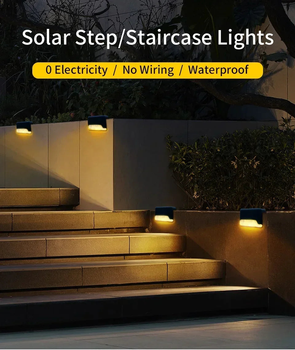 LED Solar Deck Lights Outdoor Solar Light Waterproof Solar Stairs Light Garden Decoration Patio Fence Step Yard Outside Lighting