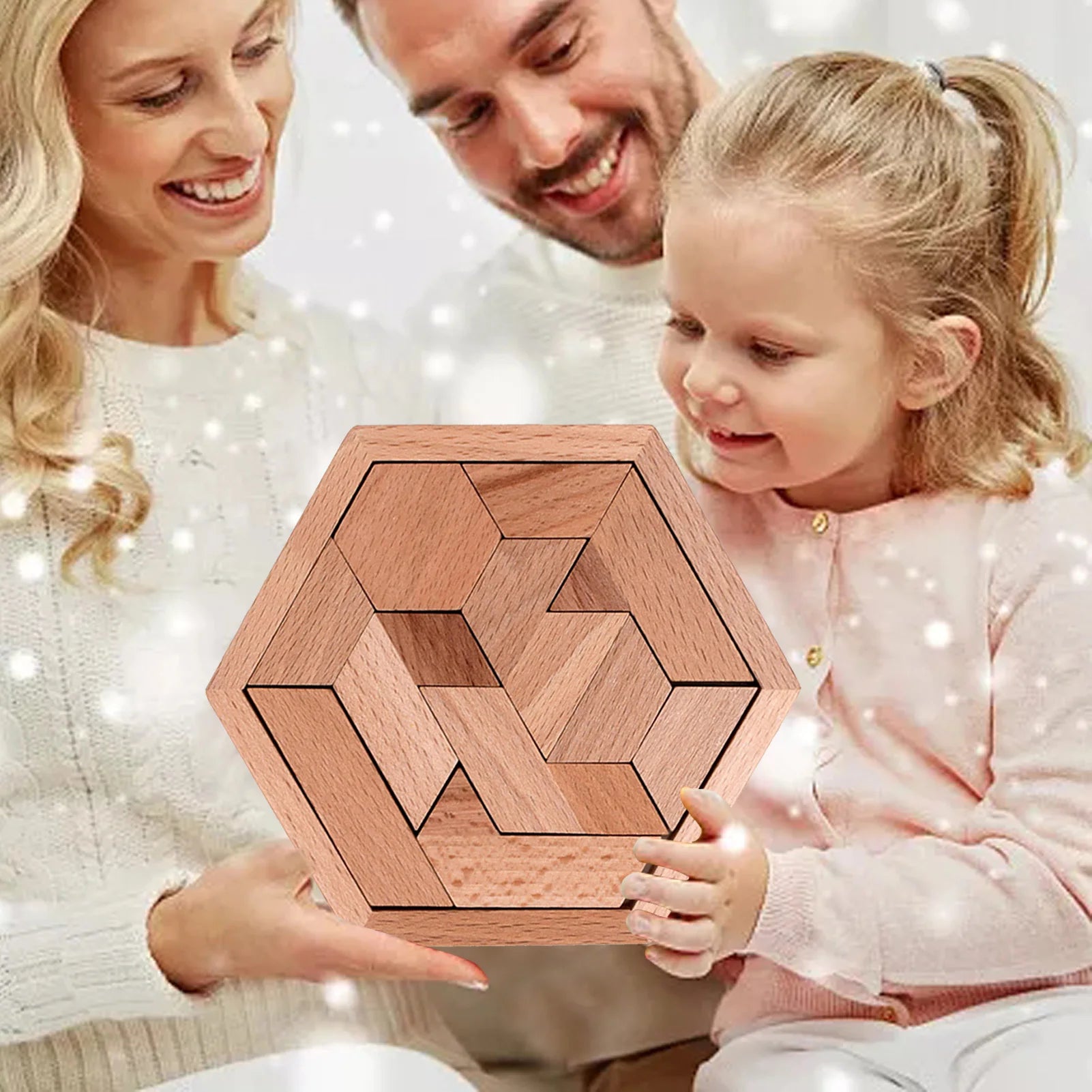 Hexagonal Wooden Geometric Shape Jigsaw Puzzles Chess Game Board Montessori Toys Brain Teaser Educational Intelligence Toys Taj Home Store