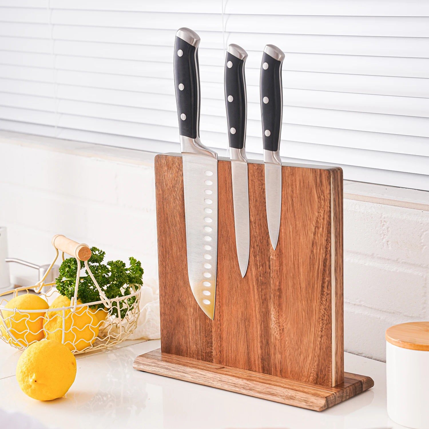 New Acacia Wood Home Kitchen Magnetic Knife Block Holder Rack Magnetic Stands with Strong Enhanced Magnets Taj Home Store