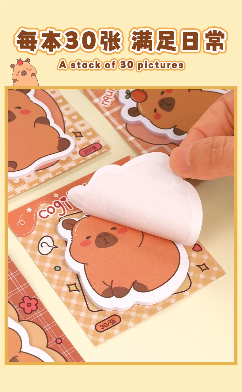 5Pcs/Lot Creative Capybara Memo Pad Cute Cartoon Sticky Notes Message Sticker Book Kawaii Writing Pads School Office Supplies Taj Home Store