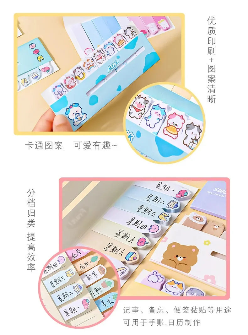 Creative Cute Cartoon Animal Index Stickers Stationery Notebook High Appearance Convenience Stickers Student Supplies Taj Home Store